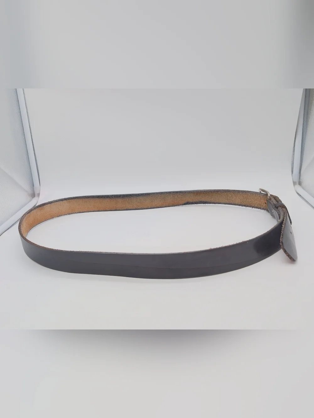 Vintage Handmade Sz 54 Black Men's Split Leather Belt